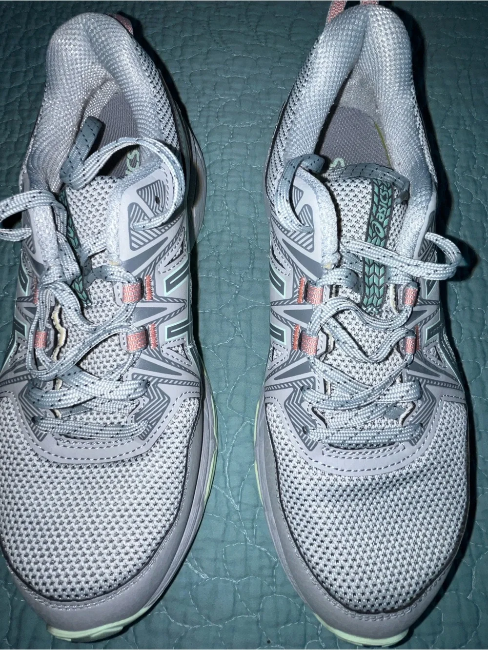 Asics Womens Gel Venture 8 1012B231 Gray/Teal Running Shoes Sneakers Size 9.5 W